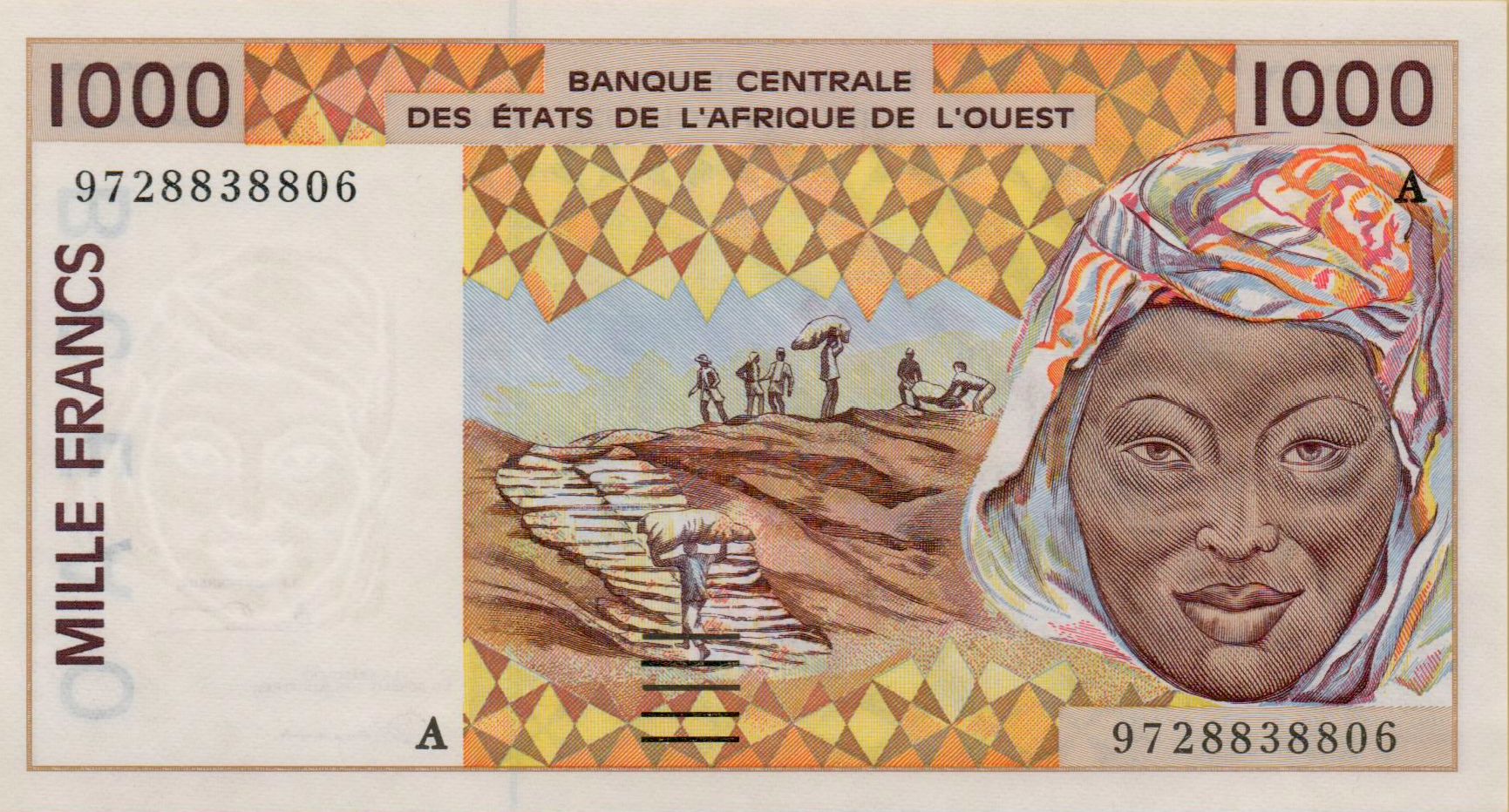 Ivory Coast (W.A.S) 1000 1997 UNC P-111A/g